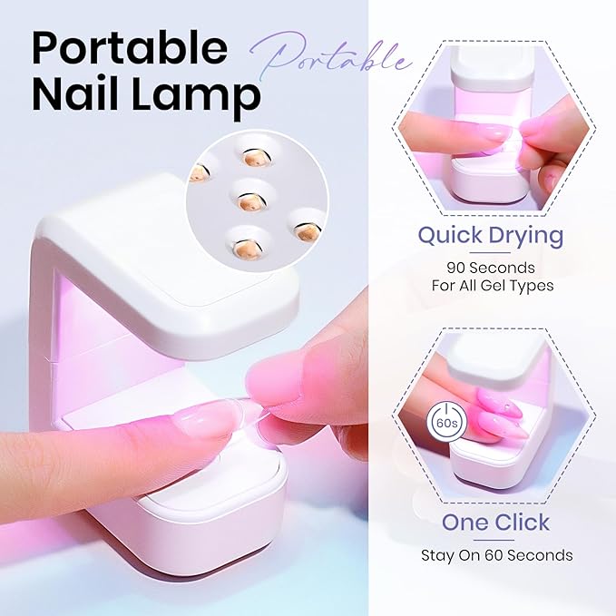 MIZHSE Solid Builder Gel Nail Kit with Nail Lamp, 3 Colors Builder Gel Clear Milky White Nude Hard Sculpting 3D Art U V LED Gels with Dual Form-VivaGrace Women