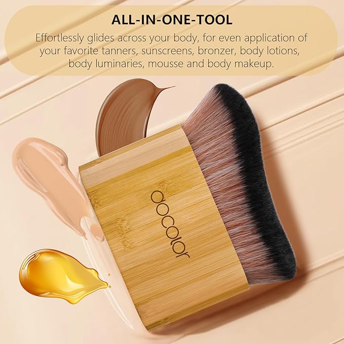 docolor Self Tanner Brush Large Body Makeup Brush, Soft Vegan Tanning Brush no stripes, for Foundation, Self-tanner, Bronzer, Self Tan Back Applicator Body + Face Self-Tan Blending Brush Gift Box-VivaGrace Women