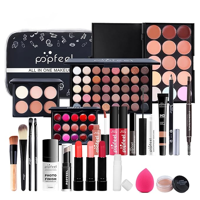 All-in-one Professional Makeup Set for Beginners, Cosmetic-Gift for Girl -Include Makeup Brush Set, Eyeshadow Palette, Powder puffs, Eyebrow Pencil, Mascara, Concealer, Lip Gloss Set -003-VivaGrace Women