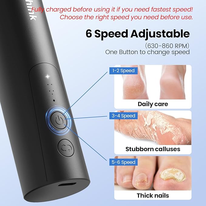 Electric Foot Callus Remover, 2 in 1 | 6 Speed Adjustable Foot File Nail Grinder with Sandpaper Disks, Professional Sander Pedicure Tool for Feet Dead Skin, Self Care Gifts for Women Mom Lover Friends-VivaGrace Women
