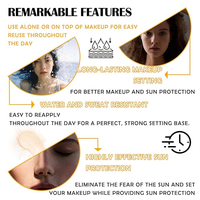 2PCS Mineral Sunscreen Setting Powder Makeup,Translucent Powder SPF 50 PA++++,Oil Control Long Lasting Face Setting Powder Sunscreen,Matte Finish,Lightweight,Breathable,All Skin-VivaGrace Women