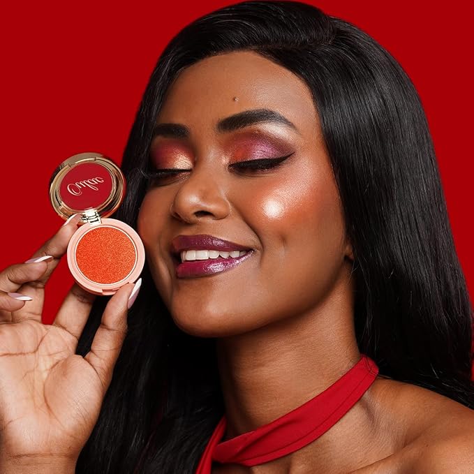 Oulac Luminisers Powdery Blusher for Cheeks Face Glow,Brighten Skin As Highlighter Makeup, Shimmer Blusher,Buildable and Vegan Cosmetics,4.8g F10 Tangerine Tango-VivaGrace Women
