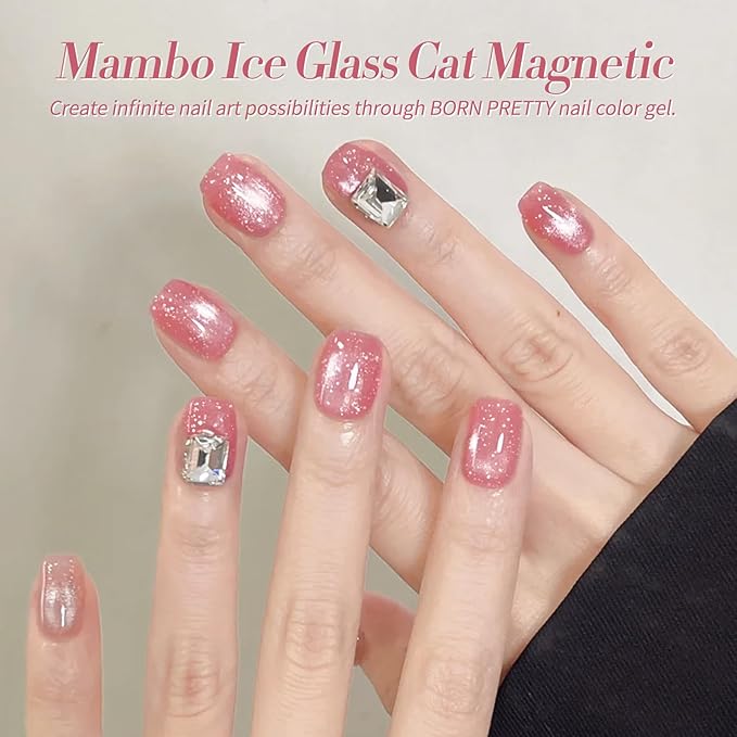 Born Pretty Magnetic Gel Nail Polish Pastel Cat Magnetic Eye Gel Polish Glitter Shimmer Auroras Magnetic Gel Nail Art Manicure Kit 6PCS-VivaGrace Women