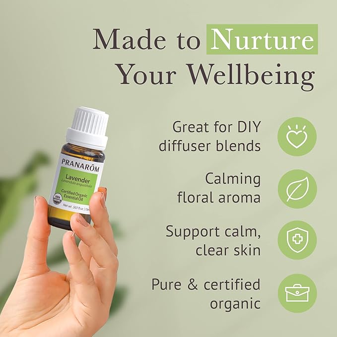 Pranarom USDA Certified Organic Lavender Essential Oil (15ml), 100% Pure Undiluted Therapeutic Grade from French Alps for Aromatherapy, Diffuser, Healthy Skin & Hair, Massage, Relaxation-VivaGrace Women