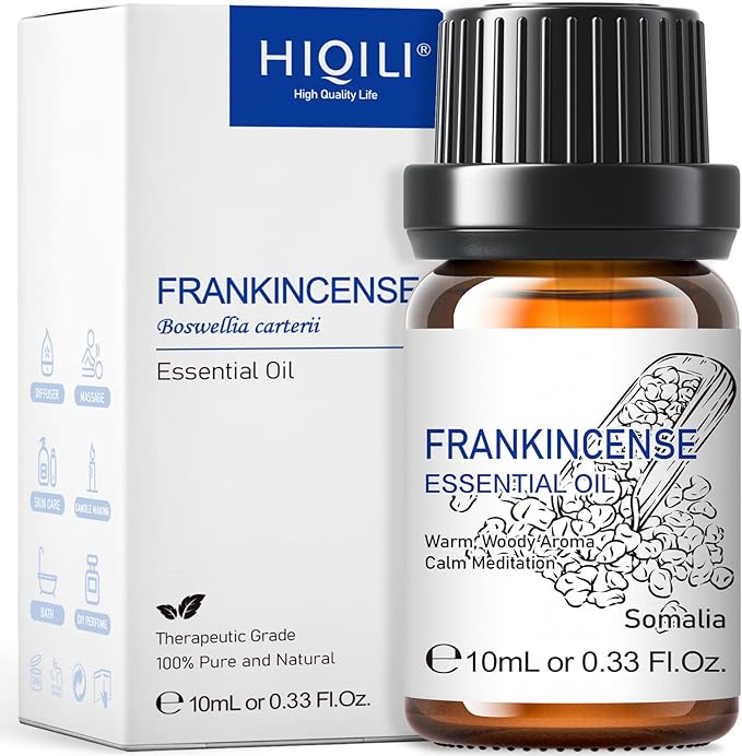 HIQILI 0.33 Fl Oz Frankincense Essential Oil, Relaxing, Skin Care, Camp Atmosphere Creation, Can be Added to Body Lotions, Creams, Aromatherapy Use - 10ml-VivaGrace Women