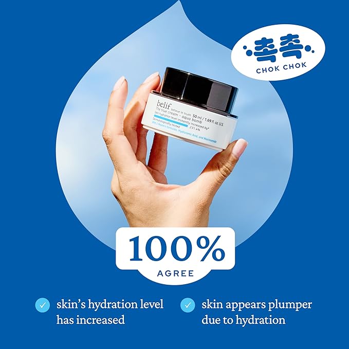 belif Aqua Bomb – Daily Niacinamide Hydrating Moisturizer, Lightweight Plumping Facial Cream with Hyaluronic Acid & Squalane, Cooling Effect, Anti-Aging Korean Skincare, 0.84 fl oz (25ml)-VivaGrace Women