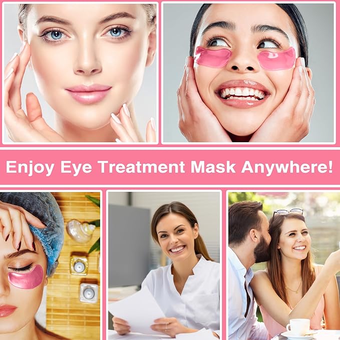 60pcs Under Eye Mask, Pink Collagen Under Eye Patches for Puffy Eyes & Dark Circles Treatments, Reduce Under Eye Bags Smooth Wrinkles, Lighthen Fine Lines, Moisturizing Under Eye Masks-VivaGrace Women