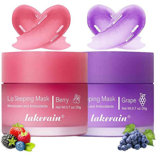 2 Pcs Lip Sleeping Mask, Lip Mask Overnight Hydrate Repair Sleeping Lip Mask, Moisturizing Lip Balm Lip Care Anti Dry Cracked Lip Cream, Lip Scrubs Exfoliator Reduce Lip Lines-VivaGrace Women