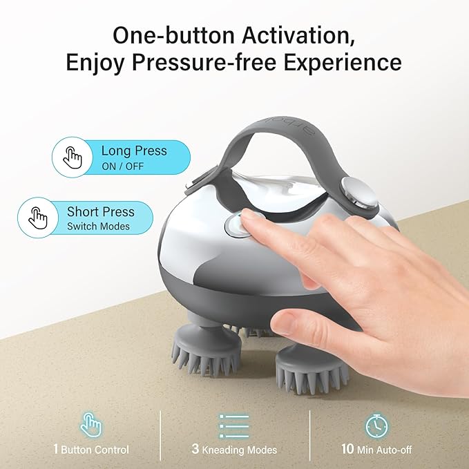 arboleaf Scalp Massager Rechargeable Head Massager Scalp Stress Relax, Waterproof Handheld Hair Scratcher with 8 Removable Massage Claws, Gift for Dad Mom-VivaGrace Women