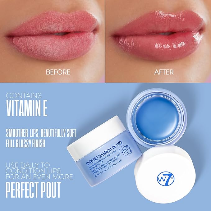W7 Super Sweet Dreams Blueberry Lip Mask - Vitamin E, Aloe Vera and Grape Seed Oil - For Hydrated, Full Looking & Irresistible Lips - 0.67 Fl Oz-VivaGrace Women