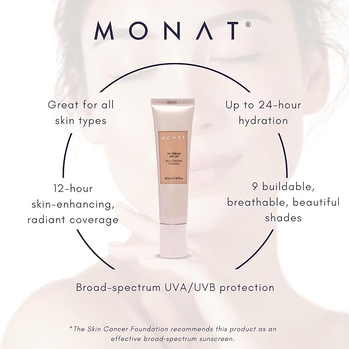 Monat BB Cream SPF 40 - Sand Broad-Spectrum Moisturizer, Lightweight Tinted Coverage, Fragrance-Free, 35ml/1.18 fl. oz.-VivaGrace Women