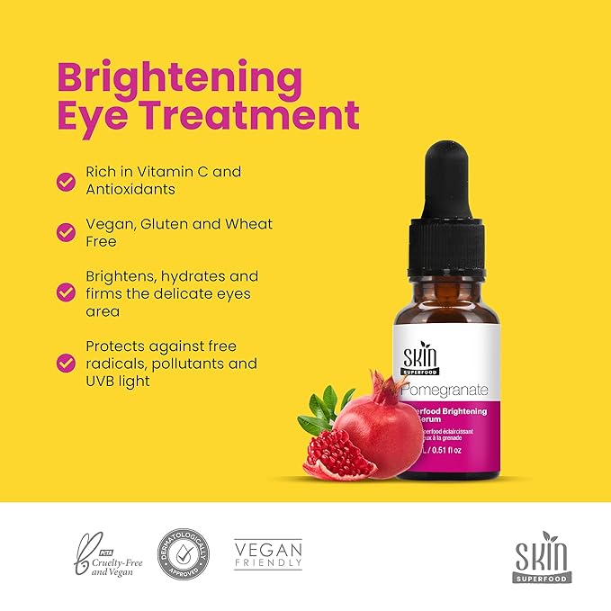 Pomegranate Superfood Brightening Oily Eye Serum 100% Natural and Vegan 0.53 Fl Oz (15ml)-VivaGrace Women