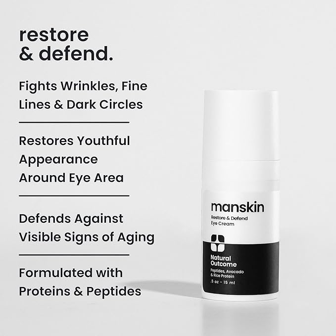 Man Skin Eye Cream for Men - Restore & Defend Anti Aging Eye Cream with Peptides, Avocado Oil and Rice Proteins-VivaGrace Women