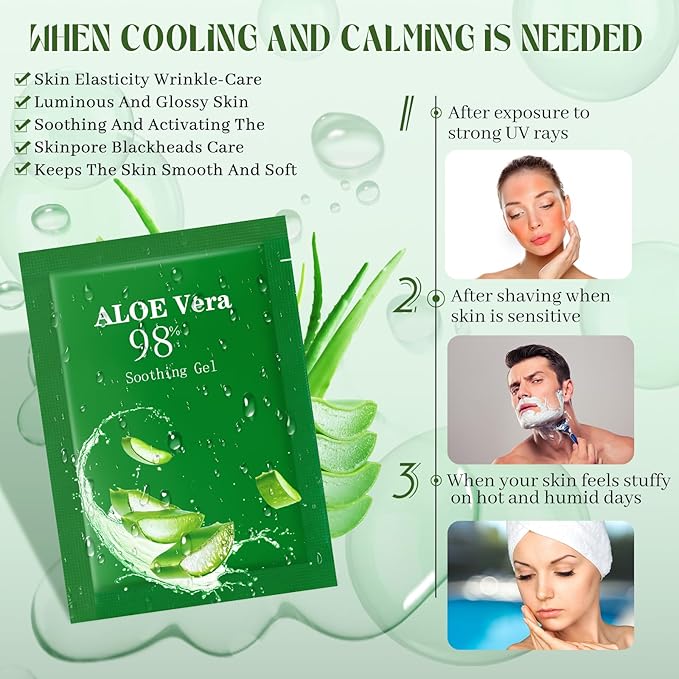 60 Pcs Aloe Vera Gel Bulk Travel Size Soothing Gel 98% Organic Aloe Vera Moisturizer for Skin and Hair Face Moisturizer for Sunburns Relief, Razor Burns, DIY Skincare-VivaGrace Women