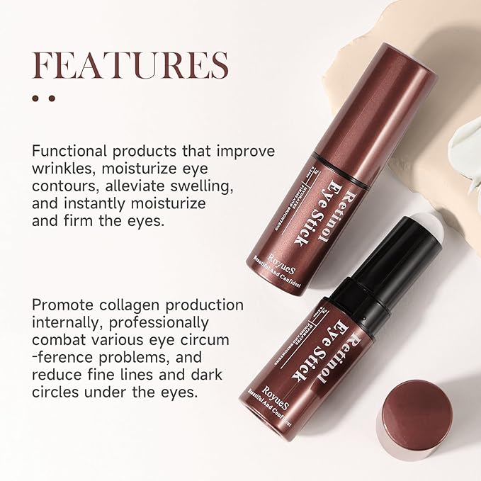 Retinol Eye Stick Retinol Eye Cream for Dark Circles and Puffiness Under Eye Cream Anti Aging Hydrates Moisturises Reduces Fine Lines Rejuvenates Skin-VivaGrace Women