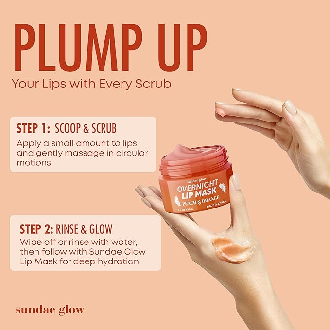 Peach & Orange Lip Mask - Dermatologist Tested, Anti-Aging, Korean Skin Care, Deep Hydration, Overnight Lip Repair - Vegan, Clean Beauty, 95% Natural, Cruelty-Free - 1 Pack-VivaGrace Women