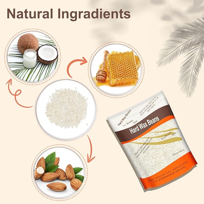 Hard Wax Beads for Hair Removal, Wax Beans for Sensitive Skin, 300g (10 Oz)/bag (Coconut), Unisex, Full Body Waxing, Painless and Effective for Sensitive Skin Hair Removal-VivaGrace Women