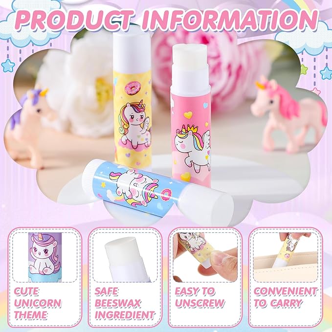100 Pcs Unicorn Party Favors Lip Balms Bulk for Kids Birthday Party Moisturizing Lip Balm for Unicorn Themed Celebration Gifts Lip Care Products for Classroom Rewards Favor Party Supplies-VivaGrace Women