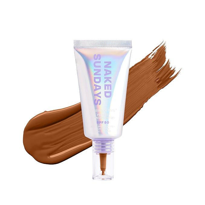 Naked Sundays BeautyScreen™ SPF 50 Mineral Peptide Foundation Tint – 2-in-1 Skin Tint & Mineral Sunscreen | Radiant, Buildable Coverage, Acne-Safe, Infused with Peptides (8 Golden Mahogany, 1.01 oz)-VivaGrace Women