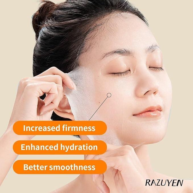 Firming and Moisturizing Sheet Face Masks ((Pack of 10)) with Hyaluronic Acid and Peptides, Reduce Fine Lines and Wrinkles, Hydrating & Anti-Aging Spa Face Mask, Facial Skin Care-VivaGrace Women