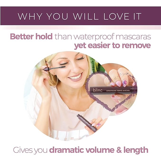 Blinc UltraVolume Tubing Mascara, Volumizing, Lengthening and Curling Mascara, Ultra-Longwearing Washable, Clean, Vegan and Cruelty-Free, 9mL / 0.30 Fl Oz (Dark Brown)-VivaGrace Women