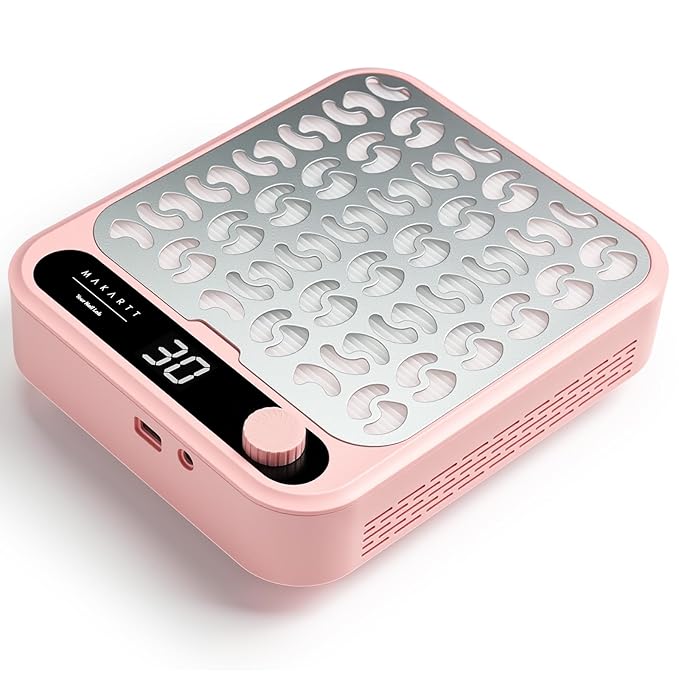 Makartt Nail Dust Collector - Professional Powerful Suction Larina Vacuum Fan Dust Cleaner with LED Display, Adjustable Speed, Reusable Filter for Acrylic Nails Polishing Manicure Salon Home Pink-VivaGrace Women