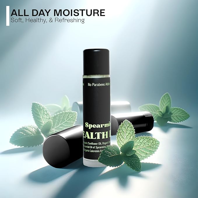 Organic Mint Lip Balm - SPF 15 Sun Protection - Moisturizing Lip Balm - Includes Spearmint, Peppermint, and Eucalyptus Mint Lip Balms - Chapstick to Soothe & Smooth Chapped Lips-VivaGrace Women
