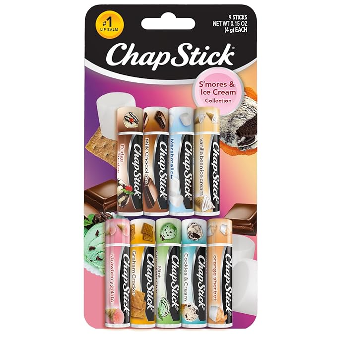 ChapStick Lip Balm, Ice Cream Collection 3-Pack, Ice Cream Classics 3-Pack + S’mores Collection – Fun & Flavorful Lip Care, Birthday Gift, Party Favors, Stocking Stuffers, 0.15 Oz Ea-VivaGrace Women