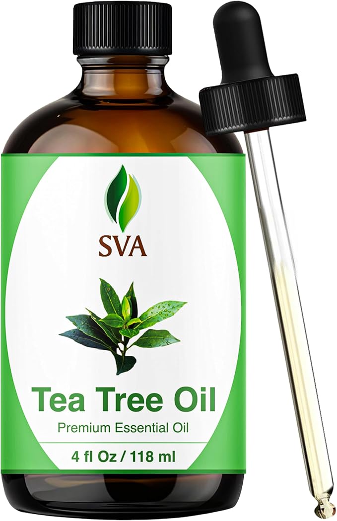 SVA Tea Tree Essential Oil – 4 Fl Oz – 100% Natural Tea Tree Oil - for Diffuser, Hair Care, Face, Skin Care, Aromatherapy, Scalp and Body Massage, Soap and Candle Making – with Dropper-VivaGrace Women
