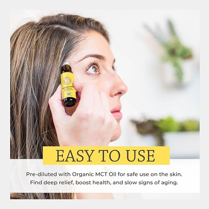 Silk Road Organic Frankincense Serrata Essential Oil Roll on, 100% Pure USDA Certified Aromatherapy for Skin Health, Aging, Fine Lines & Body Aches - 10 ml Roller-VivaGrace Women