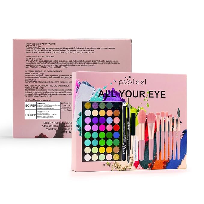 Makeup Kit for Women, Eyeshadow Makeup Gift Set for Teen Girls, Eyebrow Eye Shadow Makeup Kit with 40 Colors Eyeshadow Palette, Mascara, Eyeliner, Eye Brow Pencil, Eye Brush-VivaGrace Women