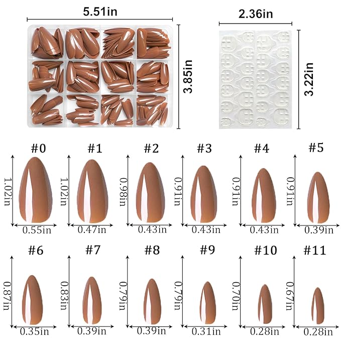 LoveOurHome 240pc Almond Press on Nails Medium Fake Nail Tips Colored Acrylic Nails Press ons Nail Almond Short Stiletto False Nail French Artificial Fingernail & Adhesive Tabs for Women Girls Kids