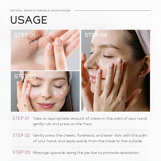 Retinol Cream for Face, Anti Aging Face Moisturizer with Hyaluronic Acid, Rapid Wrinkle Repair, Day & Night Cream Serum for Women, Reduce Fine Lines, Wrinkles & Dark Spots 1.06oz, 2Pack-VivaGrace Women