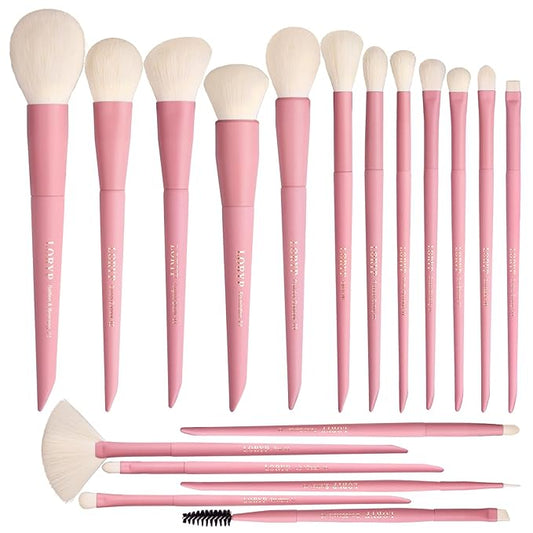 LORYP Makeup Brushes Set Labeled 18 Piece Face and Eye Brush Set Ultra soft hair Foundation, Concealer, Blush, Contour, Blending, Eyeshadow Pink Brush kit-VivaGrace Women