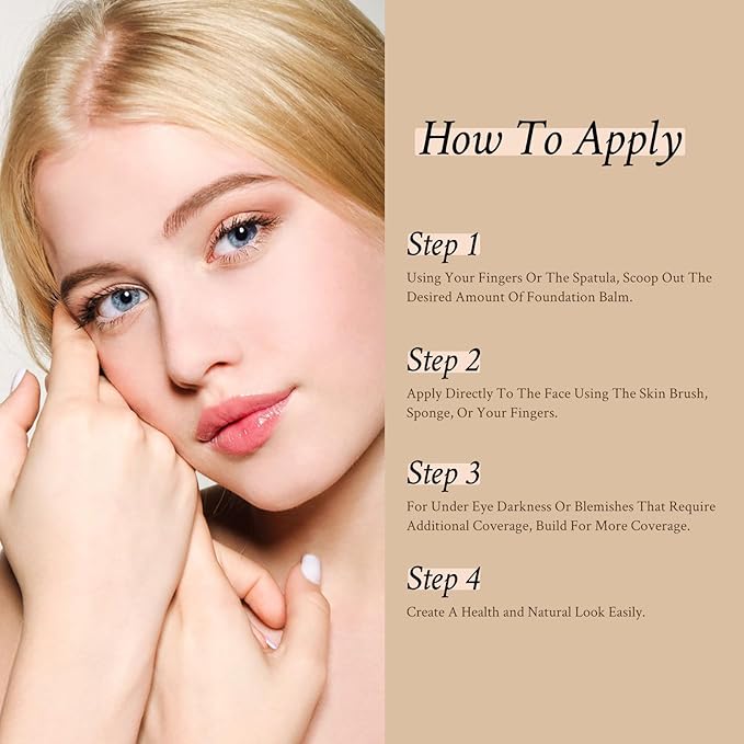 Foundation Balm, Matte Full Coverage Cream Foundation, Mature Skin Foundation, Creamy, Waterproof, Lightweight Face Makeup, 0.99 oz (FAIR)-VivaGrace Women