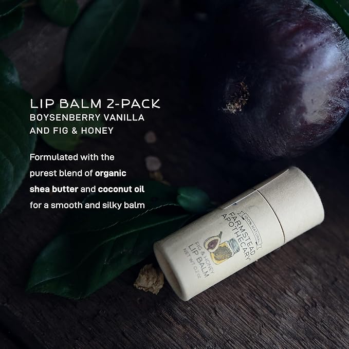 Farmstead Apothecary Lip Balm (Boysenberry & Fig, 2 Pack- Boysenberry Vanilla & Fig Honey)-VivaGrace Women