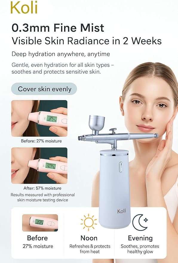 Facial Mist Spray Machine – 0.3mm Oxygen Micro Mist for Toner & Serum Infusion | High-Pressure Hydration & Skin Cooling Steamer for Home & Salon Use – Koli Z2-VivaGrace Women