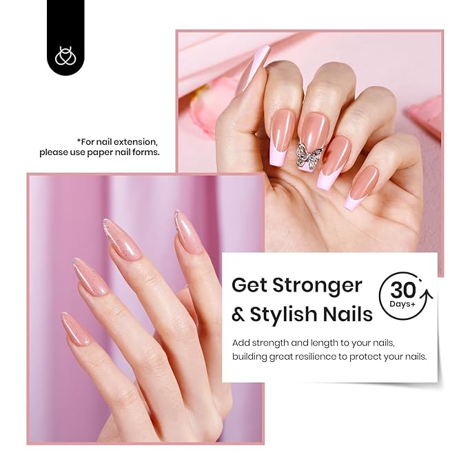 Beetles Builder Gel for Nails, 7 in 1 Nude Brown Colored Strengthener Gel in a Bottle for Nail Extension Nail Apex Building UV LED Lamp Cured DIY at Home Beauty Gift Sets for Women,Base Coat Need-VivaGrace Women