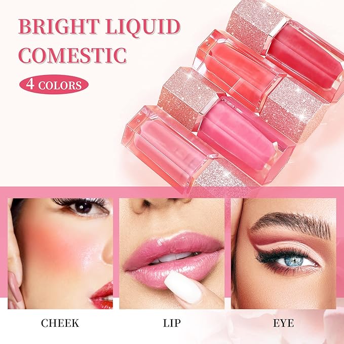 Soft Cream Blush, Liquid Blush for Natural Dewy Blush Makeup, Lightweight Blush for Cheeks, Long-Wearing Smudge Proof Liquid Blush Makeup, Cream Liquid Cream Blush Makeup - Foggy Pink-VivaGrace Women
