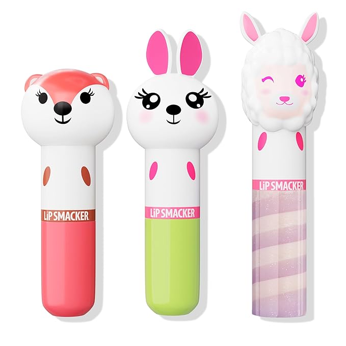 Lip Smacker Lippy Pals, Unicorn, Panda, Kitten, Lip balm for Kids - Foxy Apple, Hoppy Carrot Cake, Strawberry Llama-VivaGrace Women