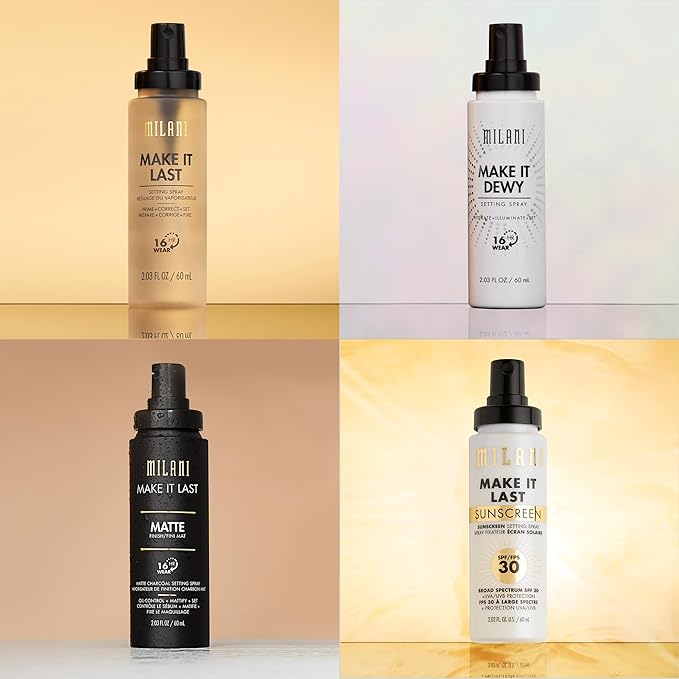 Milani Make It Last Original - Natural Finish Setting Spray 3-in-1 Setting Spray and Primer- Prime + Correct + Set Makeup Finishing Spray and Primer - Long Lasting Makeup Primer and Spray 2.03 Fl. Oz-VivaGrace Women