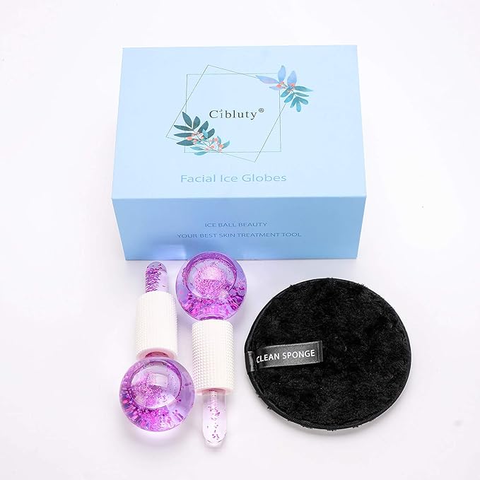 ICE Beauty Balls for Facial, 2PCS Purple Facial Roller for Cold Facial Massage Face Roller Balls with Anti-Freeze Liquid to Reduce Puffiness, Pores, Wrinkles…-VivaGrace Women