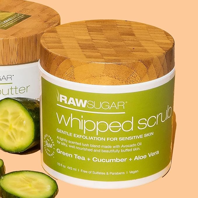 Raw Sugar Green Tea + Cucumber + Aloe Vera Body Love Bundle - Sensitive Skin Body Wash, Body Scrub & Body Butter, Clean Ingredients, Formulated without Sulfates and Parabens-VivaGrace Women