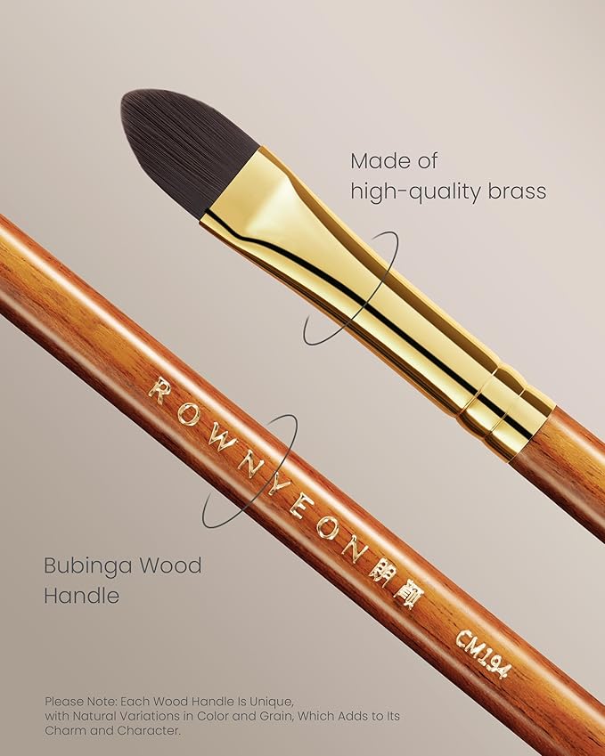 Desert Oak Series Liquid-Sculpt Pro Concealer Brush - Wide Teardrop Head for Under Eyes & Redness, Bubinga Wood, Brass Ferrule (CM 194)-VivaGrace Women