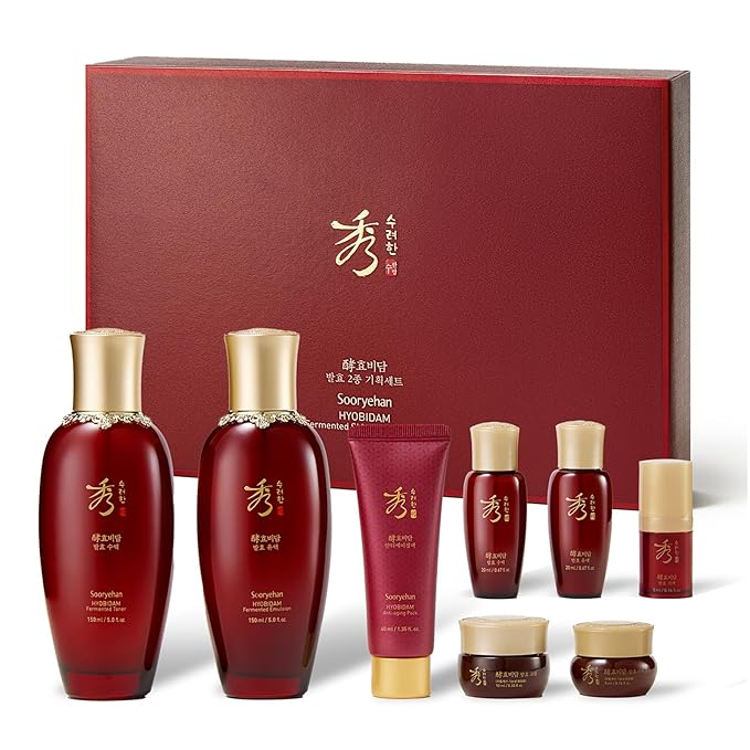 Sooryehan Hyobidam Fermented Skincare Gift Set (13.53fl oz) - Premium Korean Skin Care for Intense Hydration, Elasticity. Ginseng, Snow Fungus.-VivaGrace Women