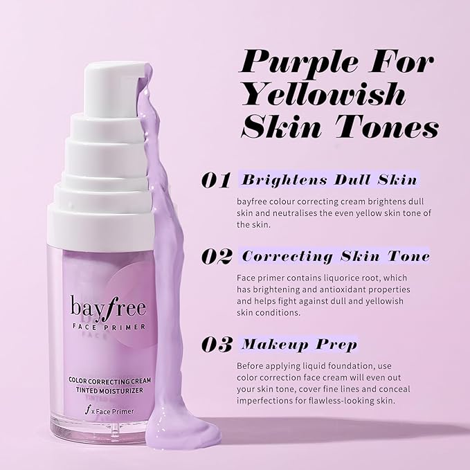 Color Correcting Cream Tinted Moisturizer, Makeup Primer for A Brightening Complexion, Formulated with Centella Asiatica and Vitamin E-VivaGrace Women