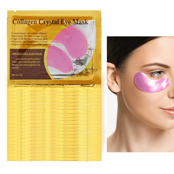30 Pairs 24K Pink Under Eye Patches,Crystal Collagen Under Eye Mask,Puffy Eyes and Dark Circles Treatments,Moisturising&Hydrating Under Eye Patch Pads for Reducing Fine Lines Eye Bags(Pink)-VivaGrace Women