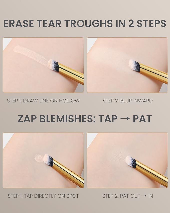 Desert Oak Series MicroBlur Tap Concealer - 6mm Finger-Tip Precision Brush for Tear Troughs & Acne Spots, Vegan Nylon, Bubinga Handle (CM 199)-VivaGrace Women