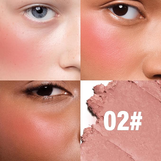Boobeen Matte Blush Palette for Cheek, Pink Blush Cream, High Pigment Blush, Blendable Face Blusher for Confident Natural Makeup-VivaGrace Women