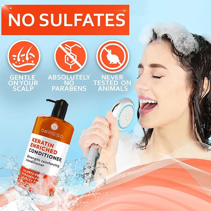 Keratin Conditioner – Sulfate and Paraben Free Deep Treatment for Dry, Damaged Hair - Salon Formula - For Curly, Color Treated, Straight and Frizzy Hair – for Women and Men to Repair Split Ends-VivaGrace Women
